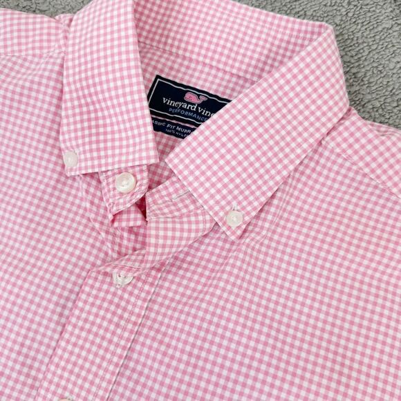 Vineyard Vines Performance Classic Fit Murray Shirt Gingham Check Pink White - Picture 3 of 11